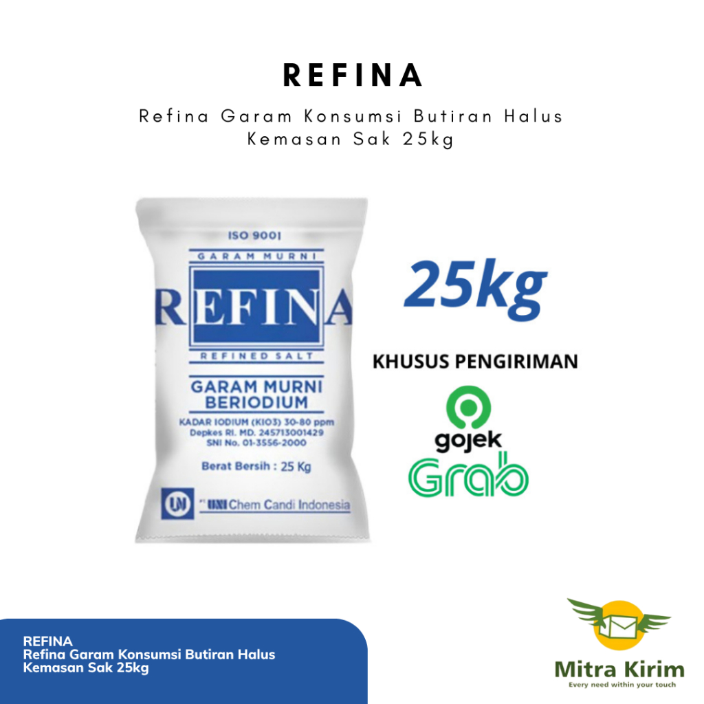 

Refina Garam Konsumsi Butiran Halus Kemasan Sak 25kg