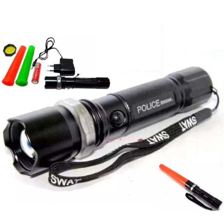 Senter Swat Rechargeable LED Senter Flashlight Zoom