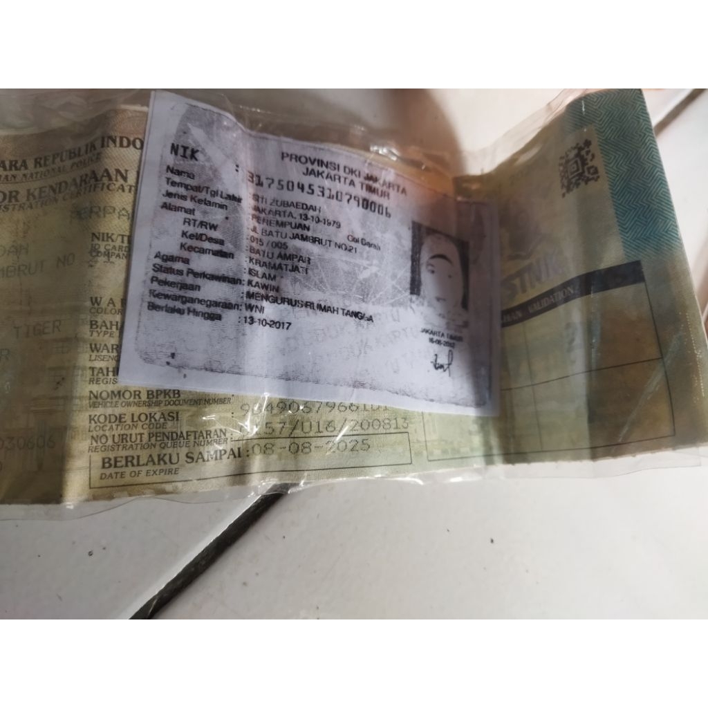 surat tiger STNK only