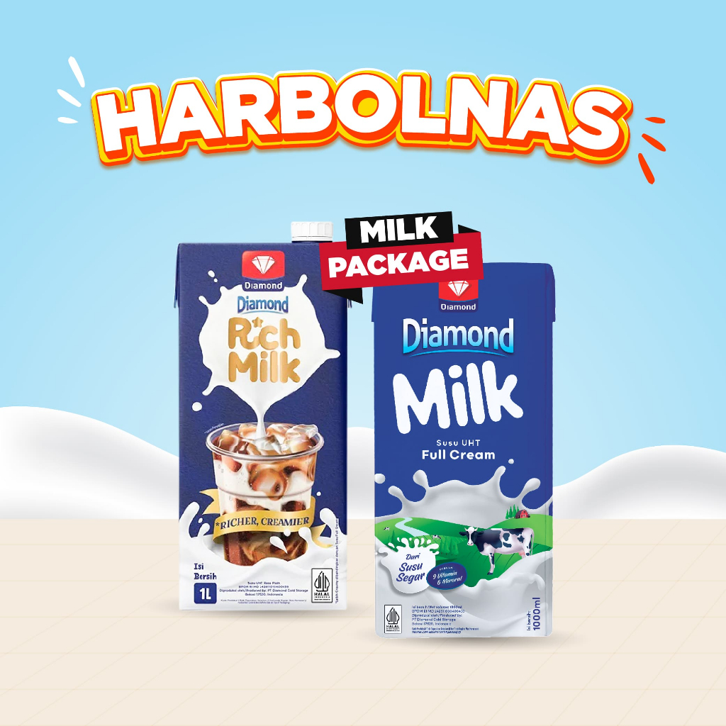 

MILK PACKAGE DIAMOND UHT RICH MILK 1 LT & DIAMOND MILK UHT FULL CREAM 1 LT