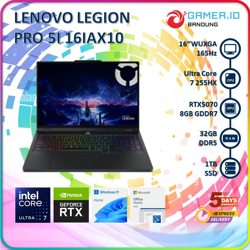 LENOVO LEGION PRO 5I 16IAX10 ULTRA 7 255HX RTX5070 32GB 1TB 16" WQXGA OLED 165HZ