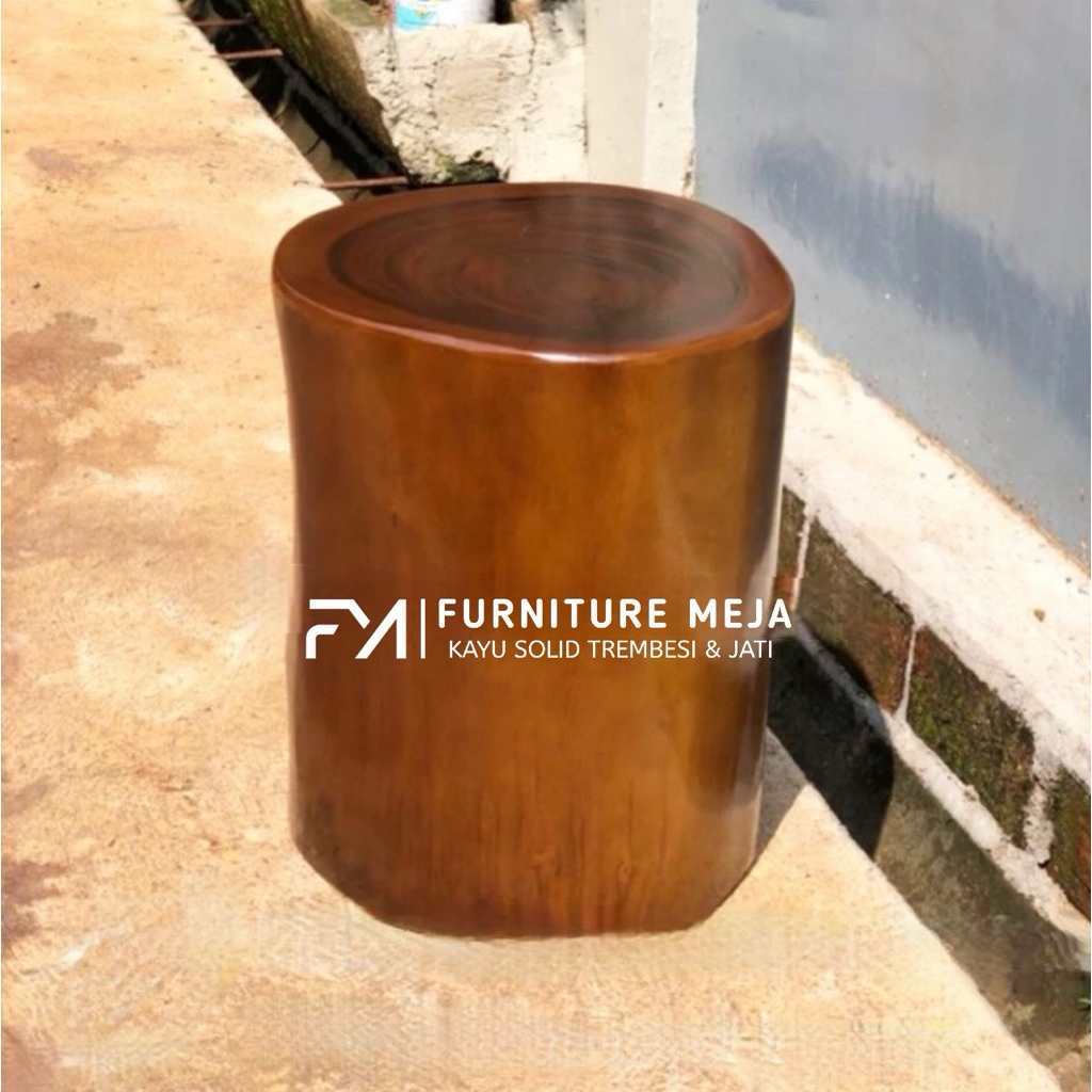 Kursi Stool Kayu Solid Log Glondongan Bulat Alami Pohon Kayu Trembesi