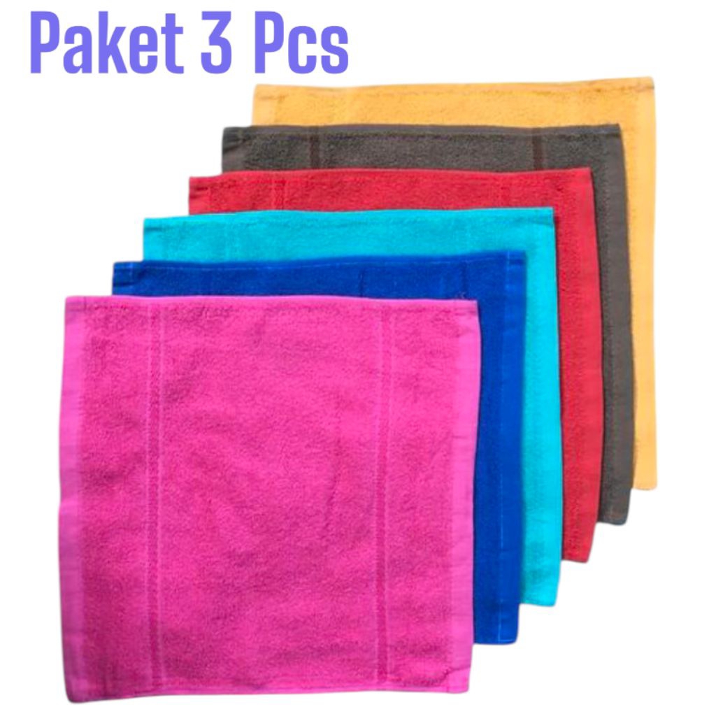 3 Pcs Handuk Muka/Sapu Tangan Pria Wanita Handuk 30×30 Mutia