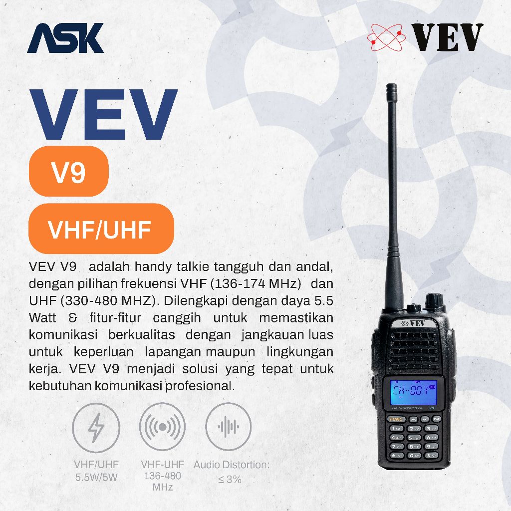 Handy Talky V9 VEV / HT V 9 VEV Single Band