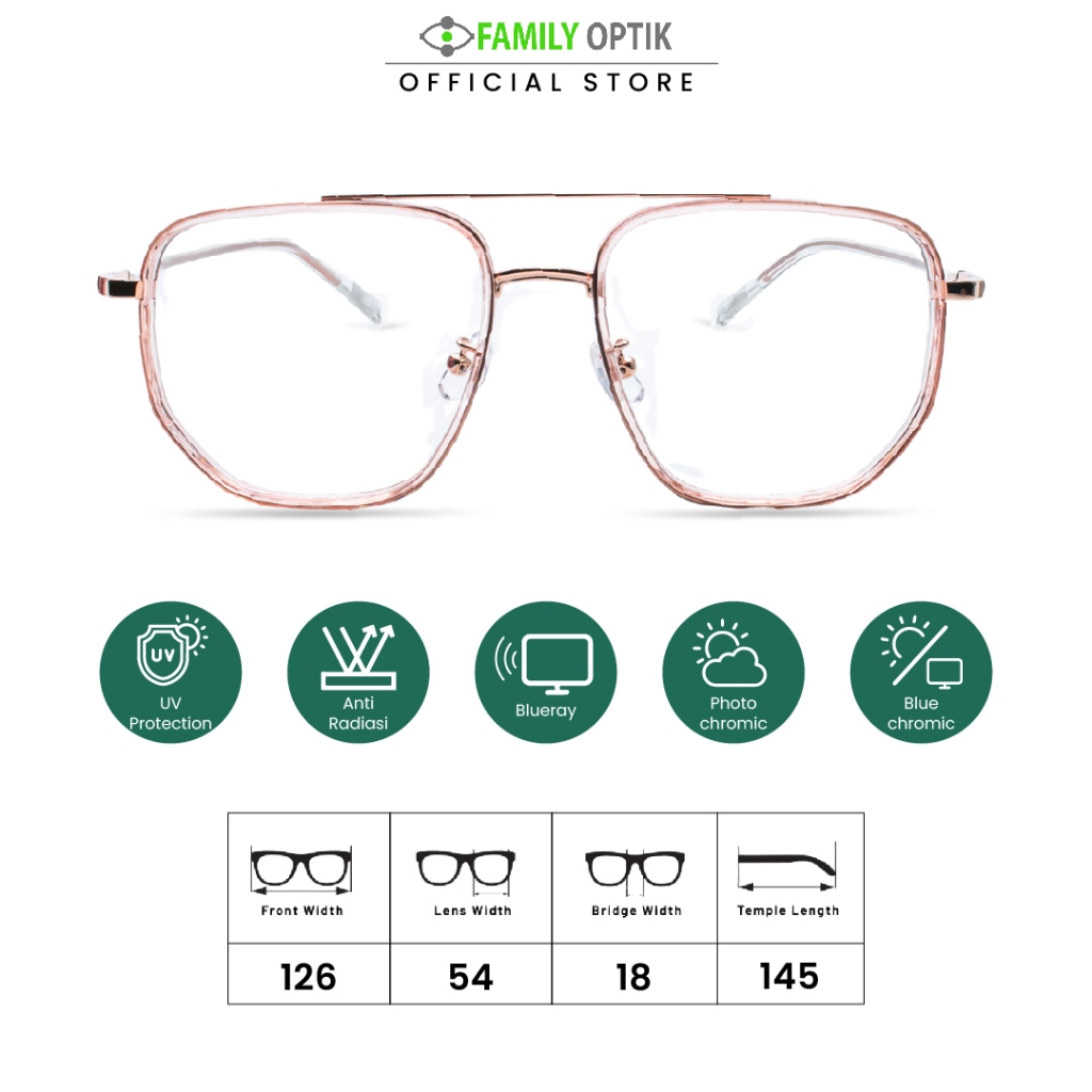 Family Optik - Frame Kacamata Blush On Joanna France 01003 Anti Radiasi Bluecromic Photocromic Minus