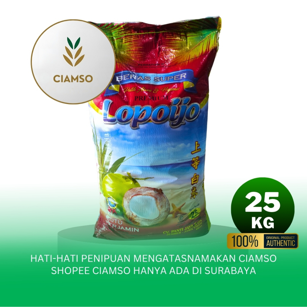 

Beras Lopoijo 25Kg – Premium Jember, Beras Pulen Cocok Stok Rumah & Bisnis