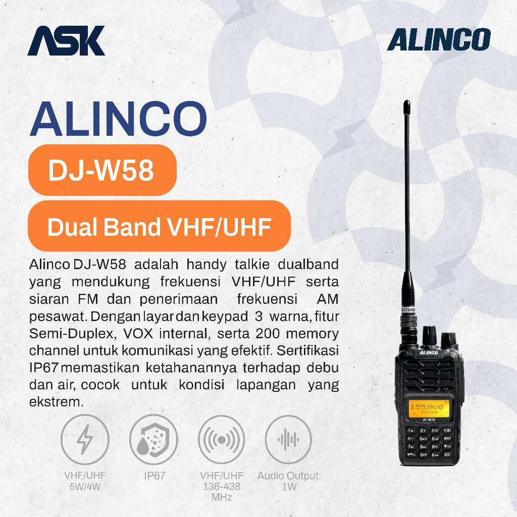 Handy Talky DJ-W58 ALINCO / HT DJ W58
