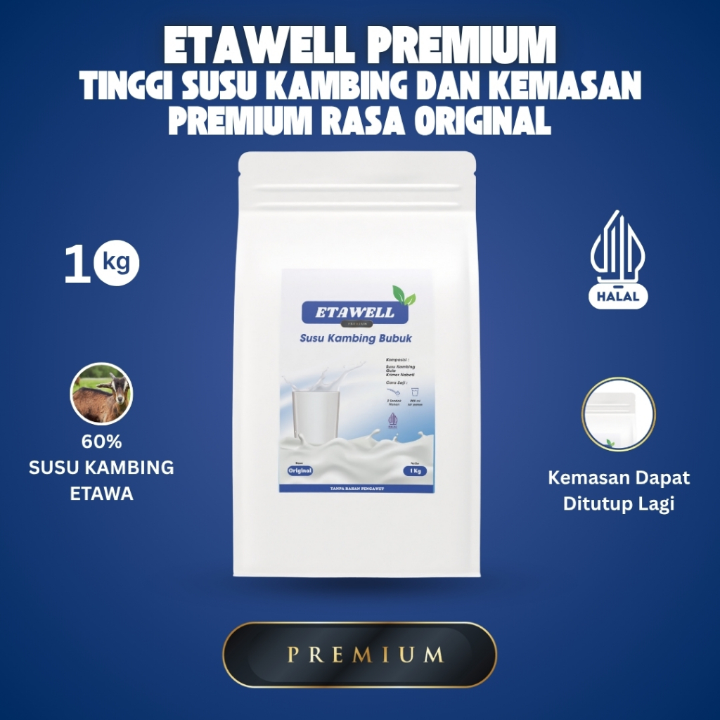 

Etawell Susu Kambing Etawa Bubuk Kualitas Premium Kemasan 1000gr / 1KG Varian Original