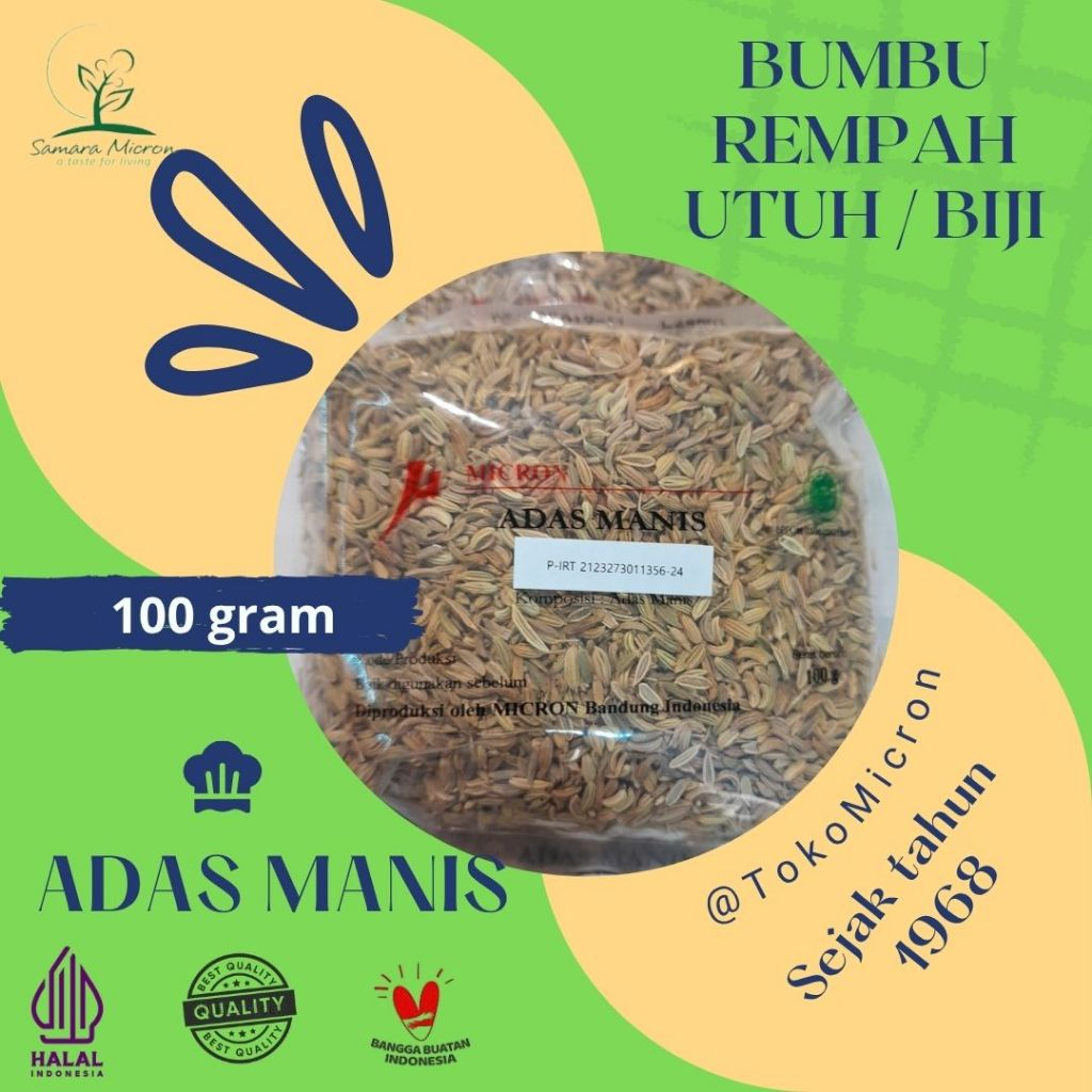 

Bumbu Rempah Samara Micron - Adas Manis Utuh / Biji - Anisum Biji 100 gr dan 50 gr