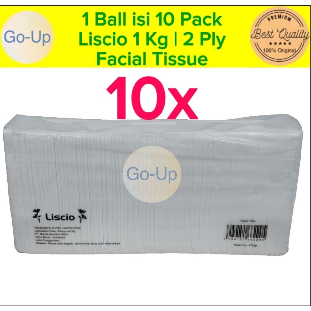 [1 Ball isi 10 Pack] Tisu LISCIO Facial Tissue 1000 Gram 2 Ply Tisu Wajah 1 Kg 2 Ply Murah Grosir Pr