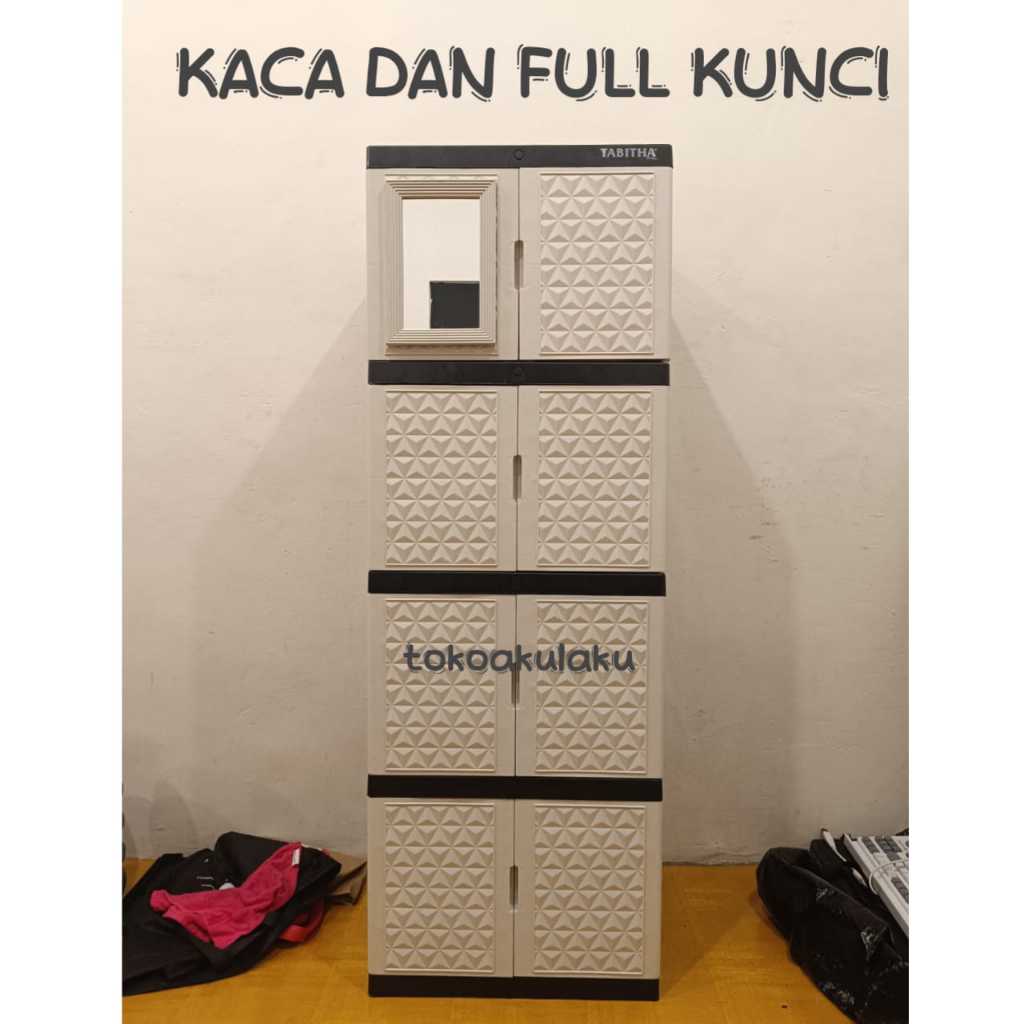 Promo Lemari Plastik Lemari Pakaian Lemari Baju Kaca Putih Full Kunci