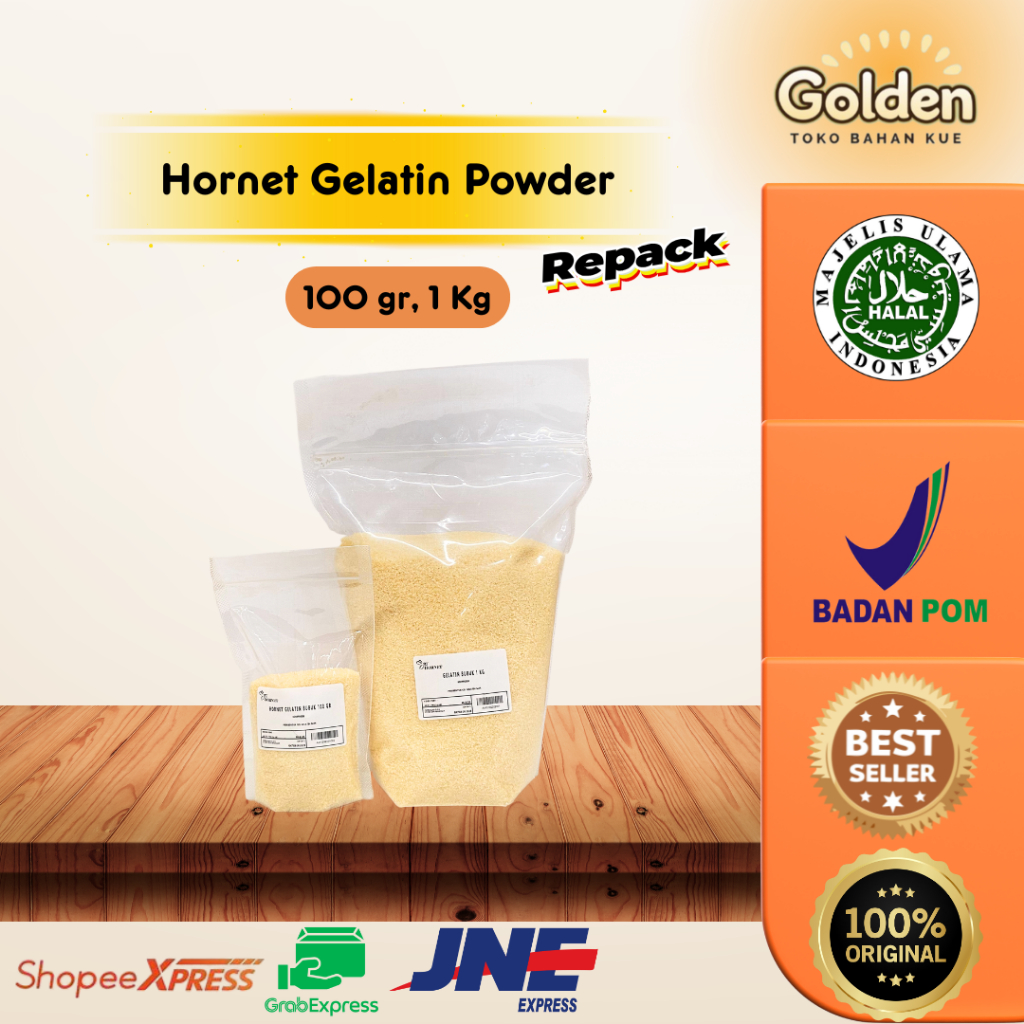 

Hornet Gelatin Powder 1 Kg / Gelatin Bubuk Repack
