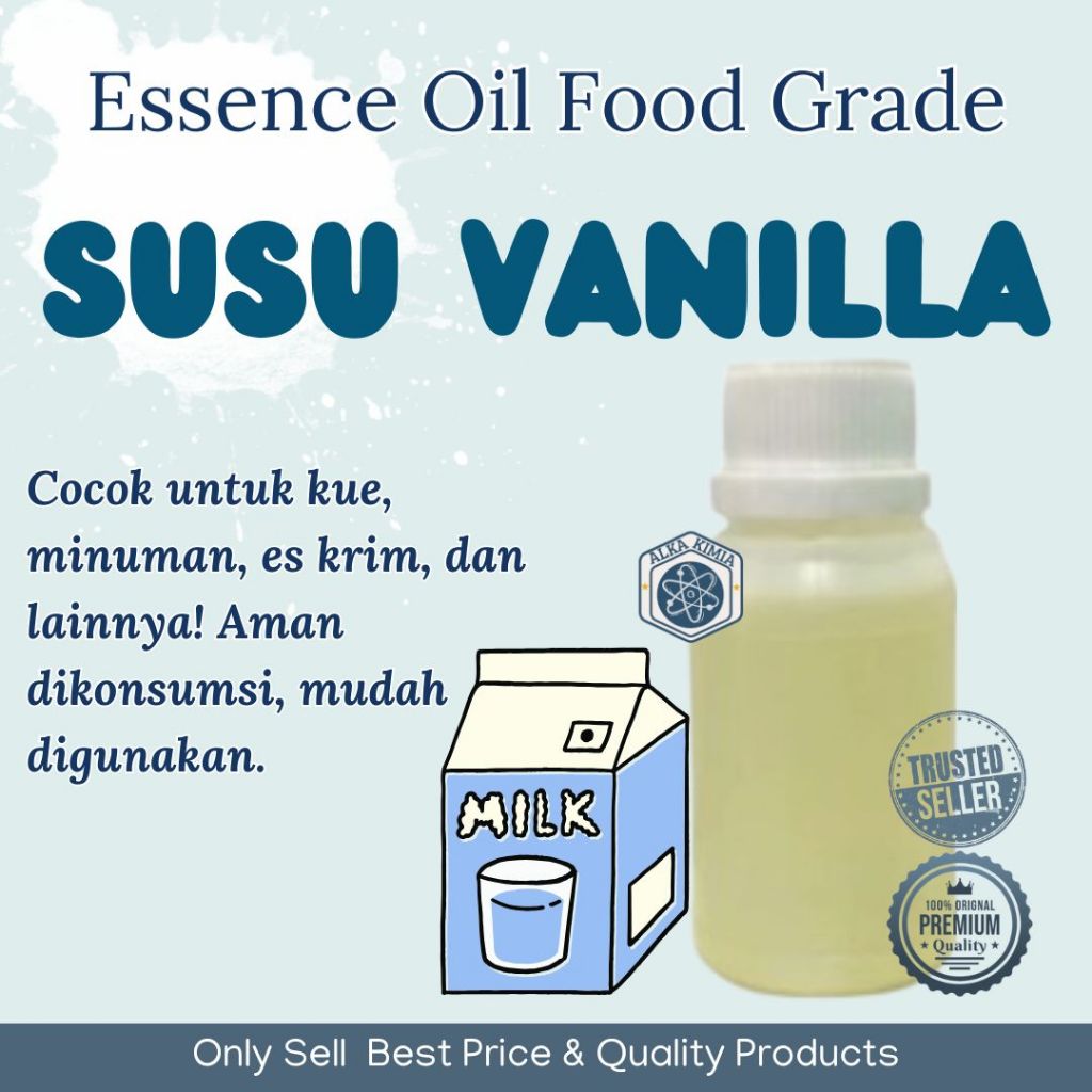 

Essence Oil Food Grade Aroma Susu Vanilla 100gr / Penambah Aroma Makanan Minuman Susu Vanilla