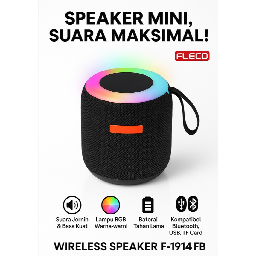 Speaker Wireless Mini Bluetooth Portable Fleco F 1914FB / F1914 Speaker Murah Kualitas Super