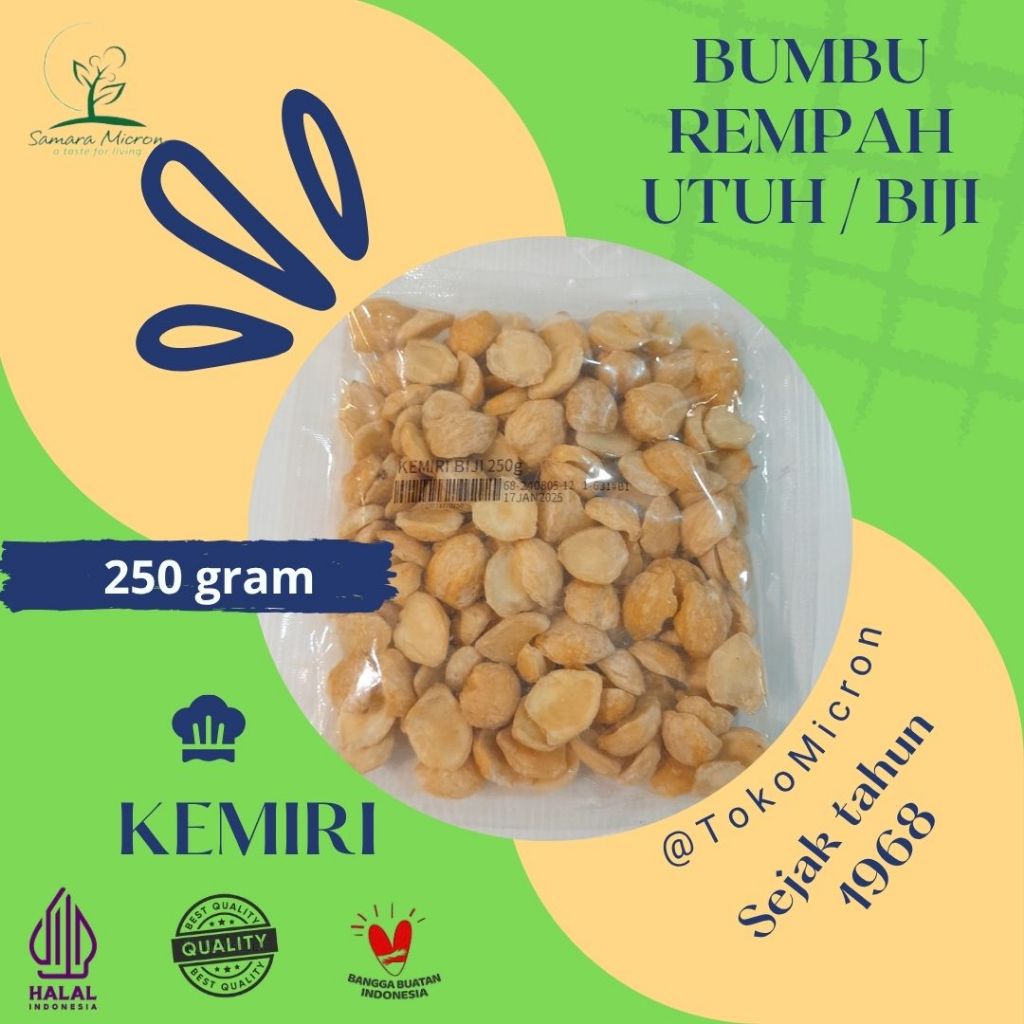 

Bumbu Rempah Samara Micron - Kemiri Utuh - Kemiri Belah - Muncang Pecah 250 gr