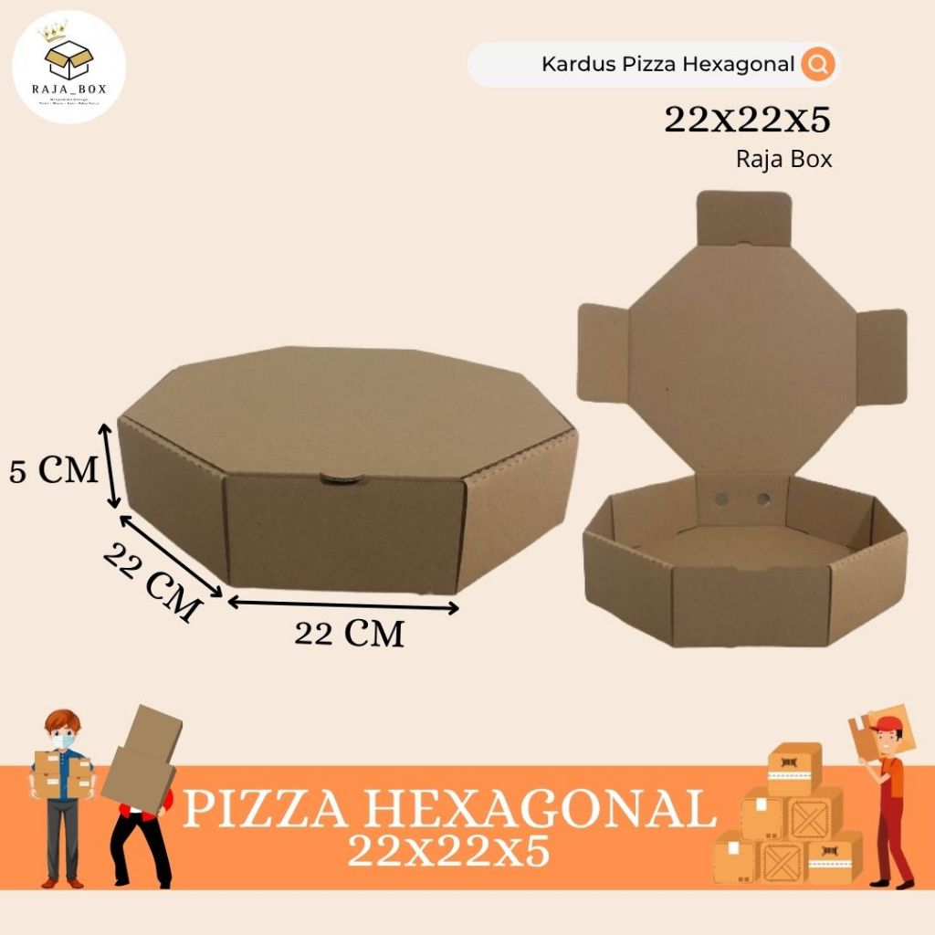 

Kardus Pizza Hexagonal / Kemasan Pizza Segi 8 22x22x5 Dus Pizza Polos