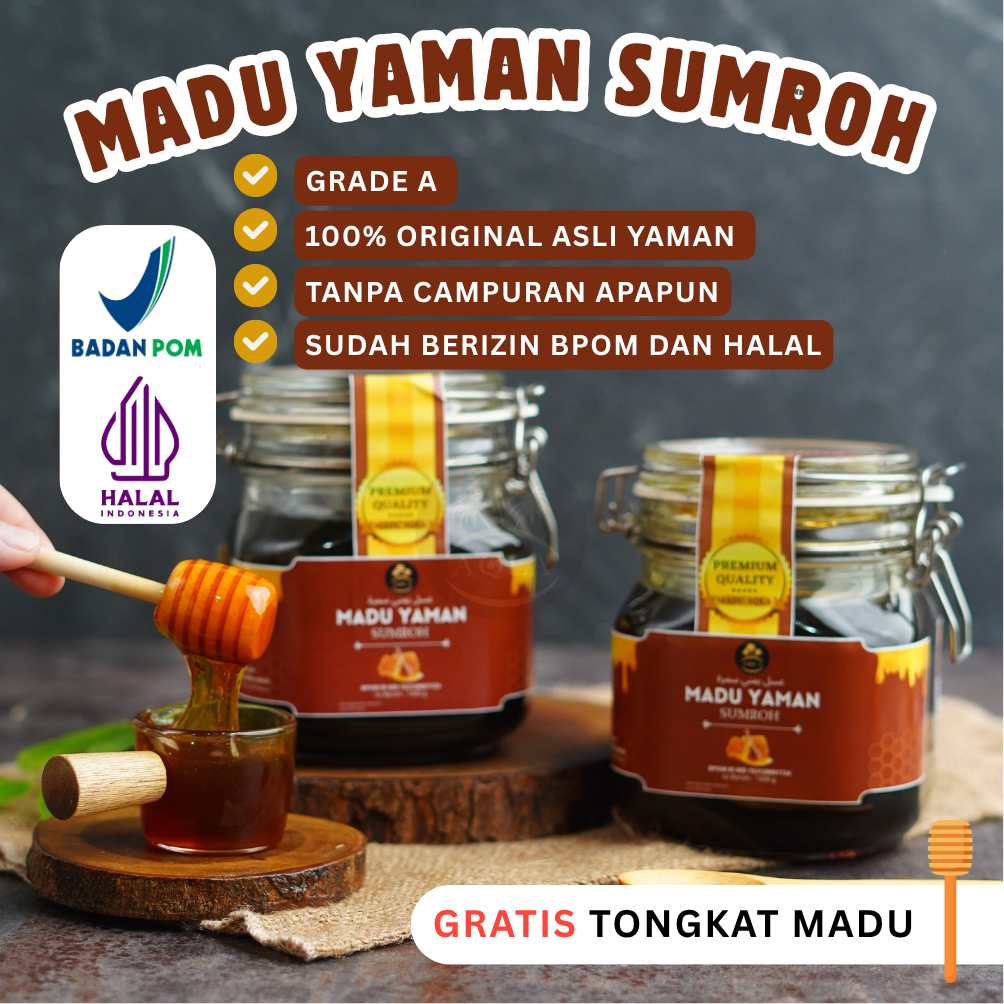 

MADU ASLI MADU YAMAN SUMROH / MADU SUMROH PREMIUM HADRAMOUT YAMAN 1KG FREE TONGKAT MADU