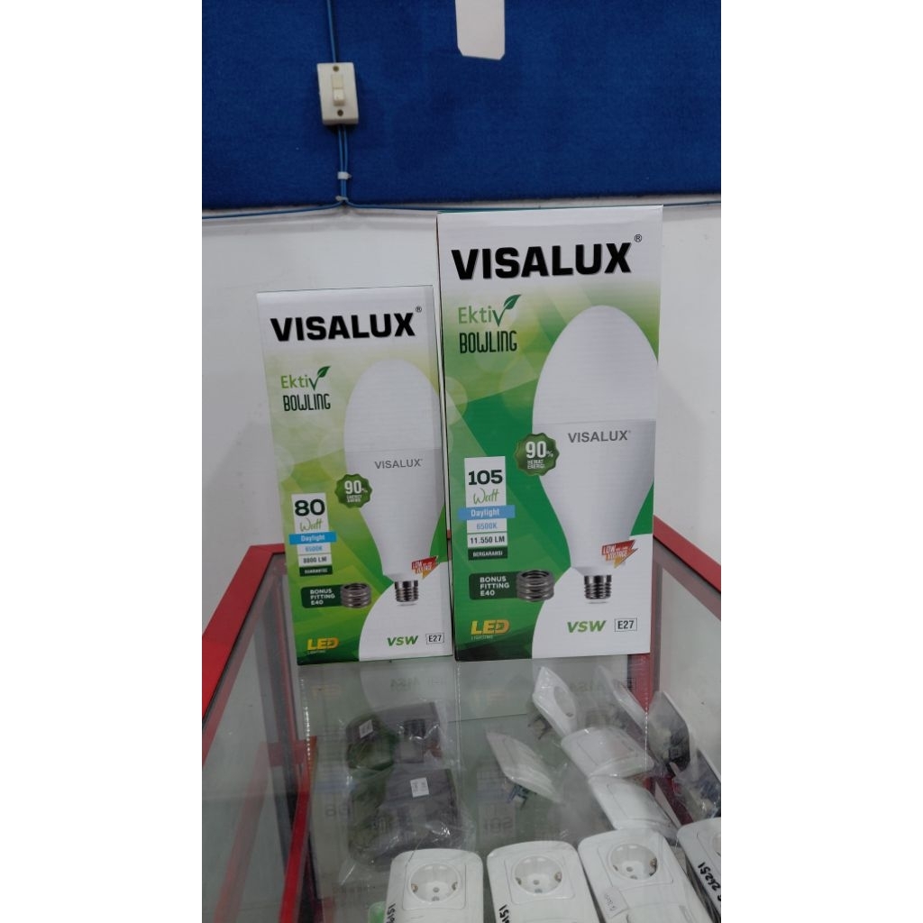LAMPU JALAN LED Bowling Visalux Ektiv Putih (6500K) | 80w / 105w (Garansi 1 tahun) (E27&E40)