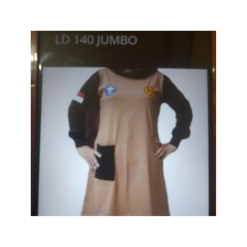 Kaos tunik pramuka kombinasi cream coklat