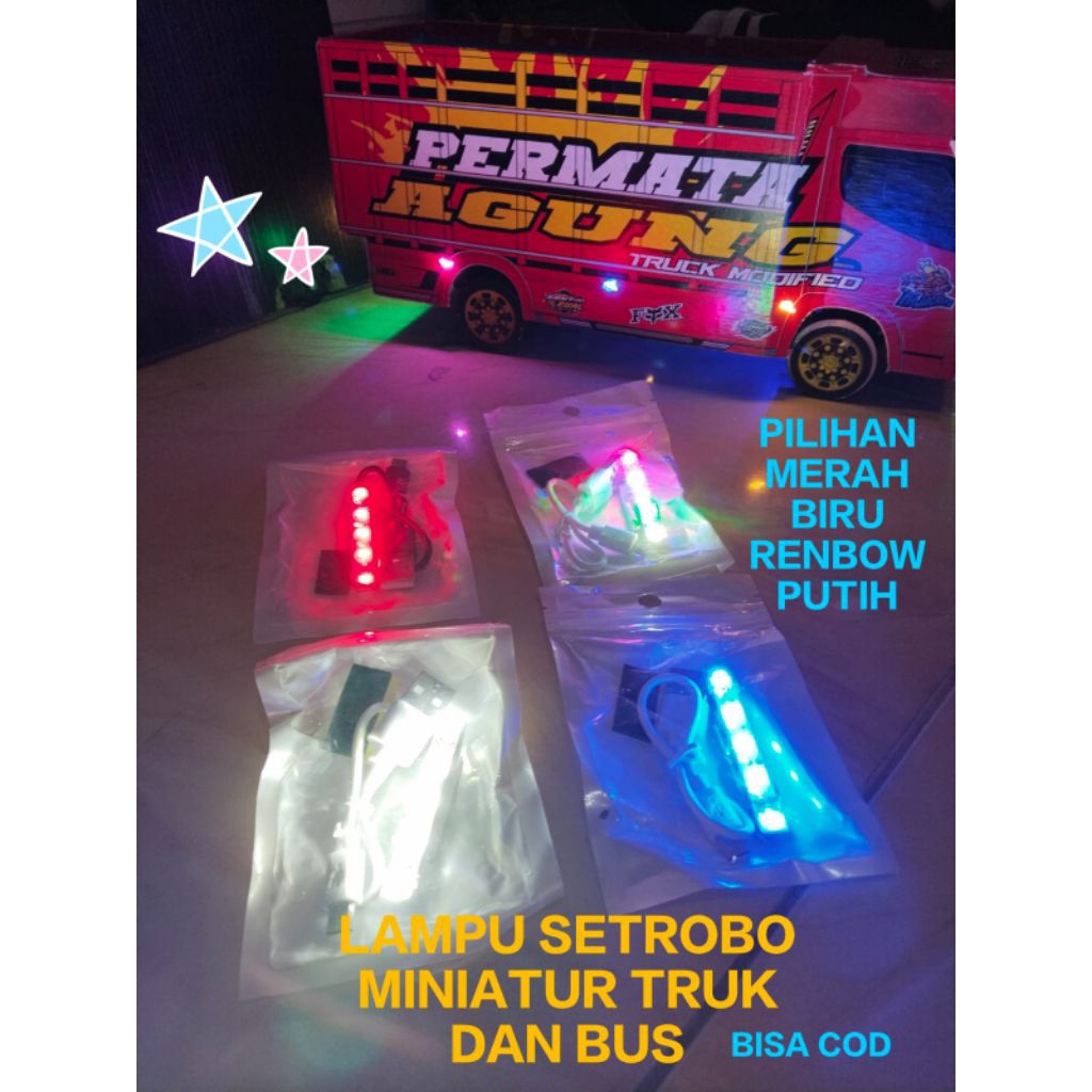 HARGA TERMURAH LAMPU STROBO / ROTATOR ( RGB )  (. BISA DI CAS. ). UNTUK MINIATUR TRUK DAN BUS YANG K