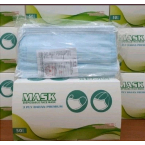 Masker 1 Box 50 Pcs Earloop 3 Ply Biru