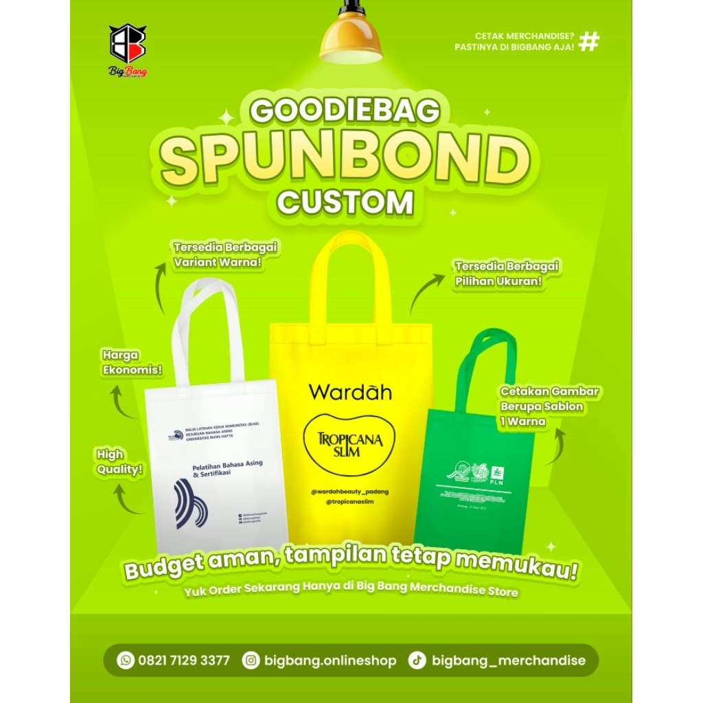 

Godiebag Spunbond sablon | bisa custom sesuai PERMINTAN