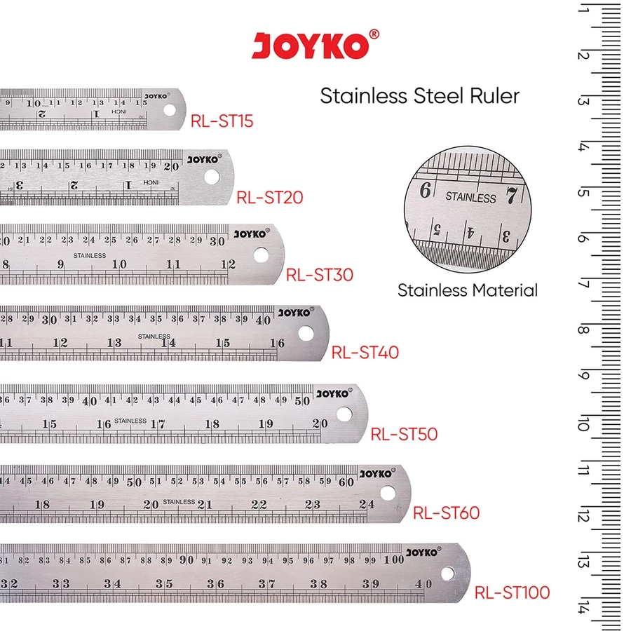 

Joyko Stainless Steel Ruler Penggaris Besi