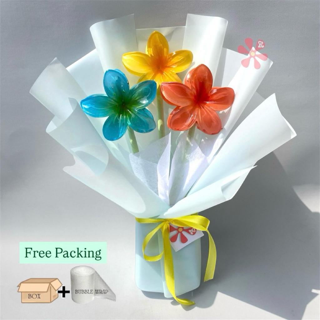 Buket Bunga Kamboja / Buket Jepit Bunga kamboja Isi 3 / Buket 3 Jepit Bunga Kamboja