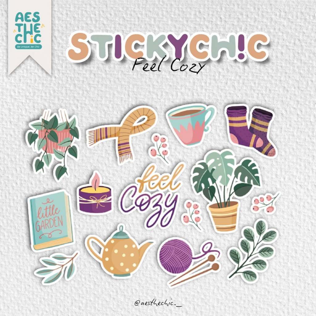 

Feel Cozy Stiker pack Cute Sticker Laminasi Aesthechic