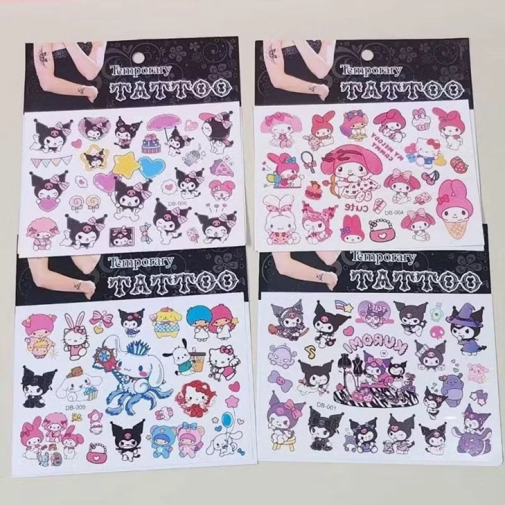 Mainan edukasi anak sticker tato karakter sanrio kuromi my melody cinamorol cinnamoroll stiker tatto