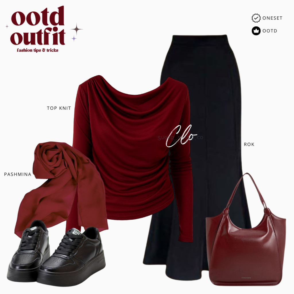 GD16 - One Set Outfit Korea wanita, Outfit ulzzang, Ootd Korea wanita, Korean style (Rok Sweater Pas