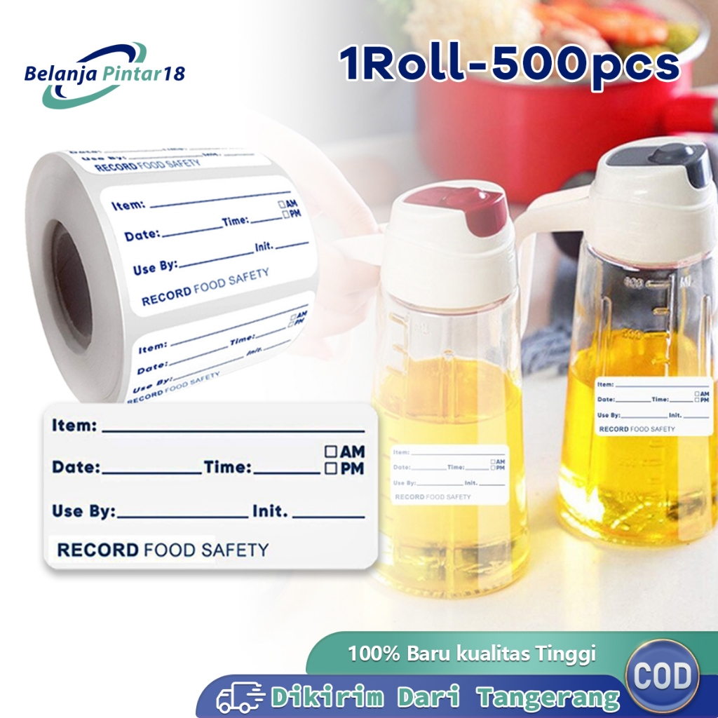 

500pcs Food Label Stiker Stiker Expired Date Serbaguna Waterproof Label Penyimpanan Makanan
