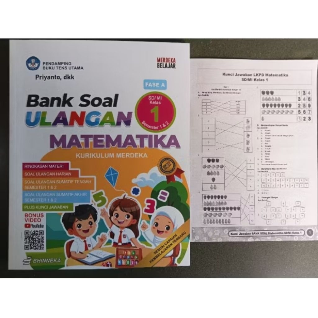 

bank soal Ulangan Matematika kurikulum merdeka kelas 1dilengkapi kunci jawaban