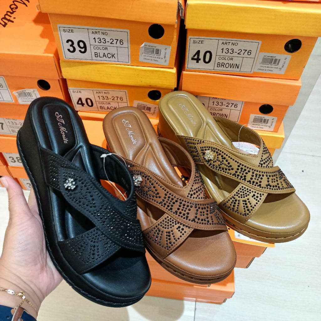 sandal wanita wedges 5cm ringan ST.MORITZ original matahari