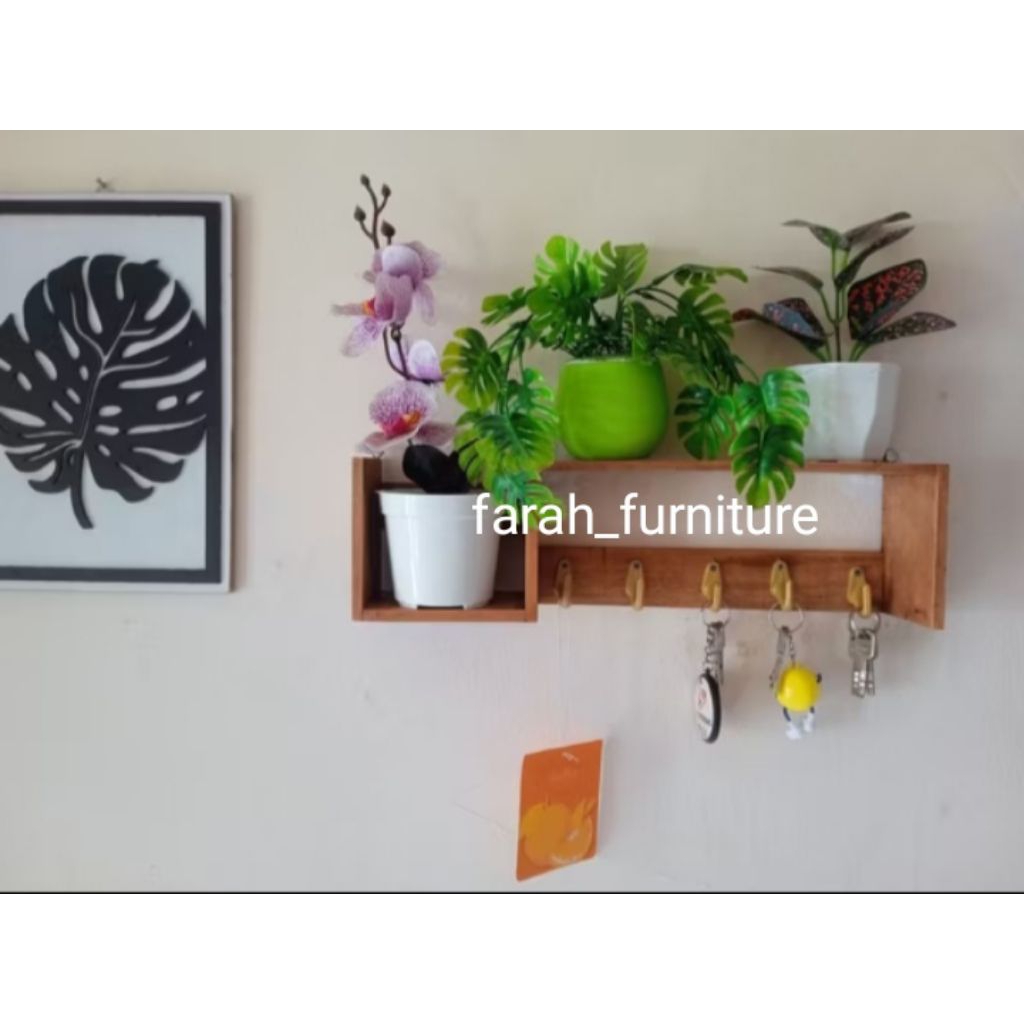 Rak Dinding Tempat Gantungan Kunci / Rak kayu serbaguna / Rak dinding kayu kapstok gantungan kunci