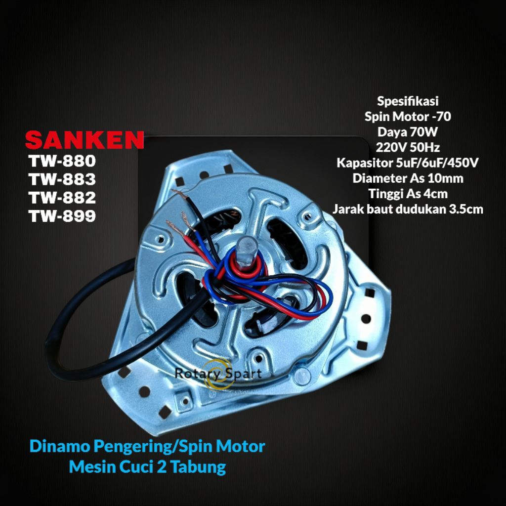 Dinamo Pengering Sanken Mesin Cuci 2 Tabung TW-880 TW-883 TW-882 TW-899