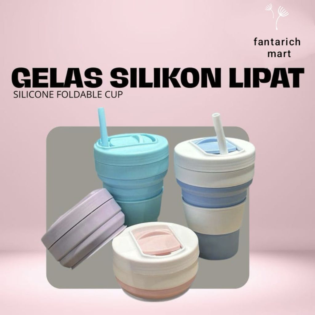 Premium Gelas silikon lipat 350ml - Travel Foldable Cup - Premium Silicone Foldable Cup