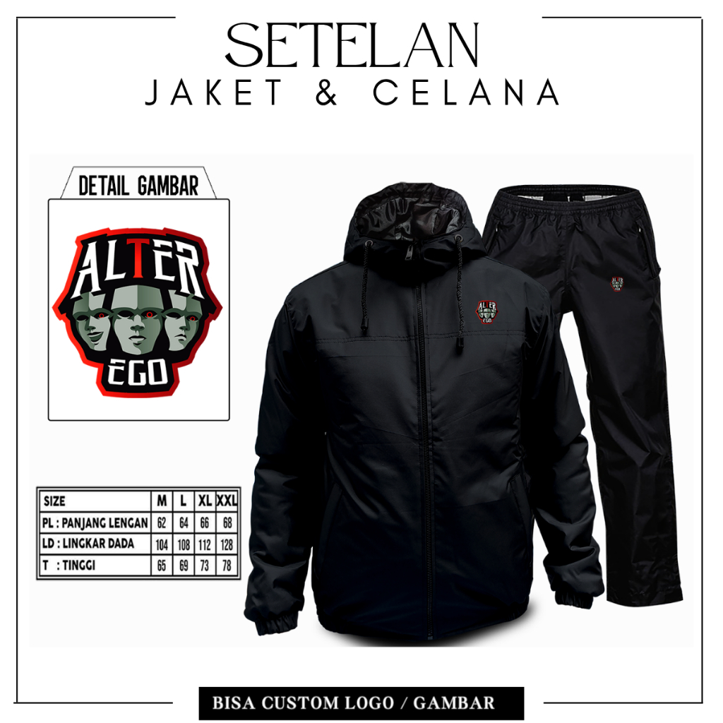 BARANG GLOSIR JAKET PARASUT - CUSTOM SET JAKET CELANA  PRIA DEWASA WATERPROOF