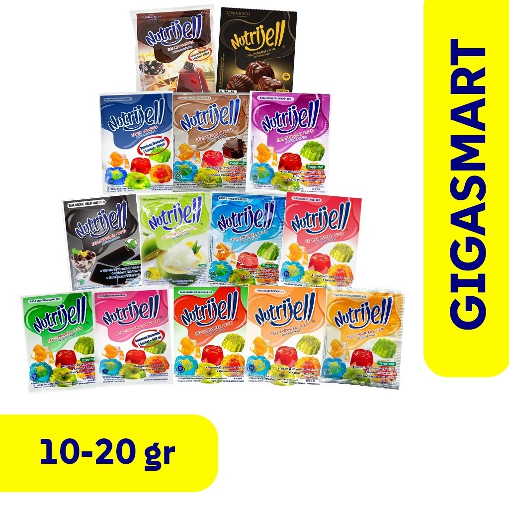 

Nutrijell Jelly Powder Semua Varian Kemasan Ekonomis Sachet 5-20gr Takaran saji 400ml 1 Pcs