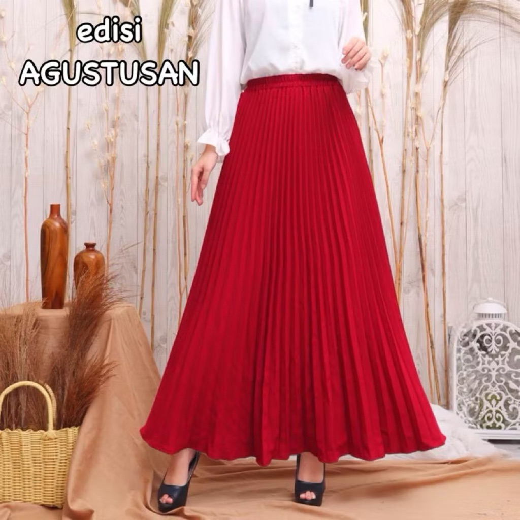 ROK PLISKET MERAH PUTIH AGUSTUSAN/ROK PLISKET JUMBO
