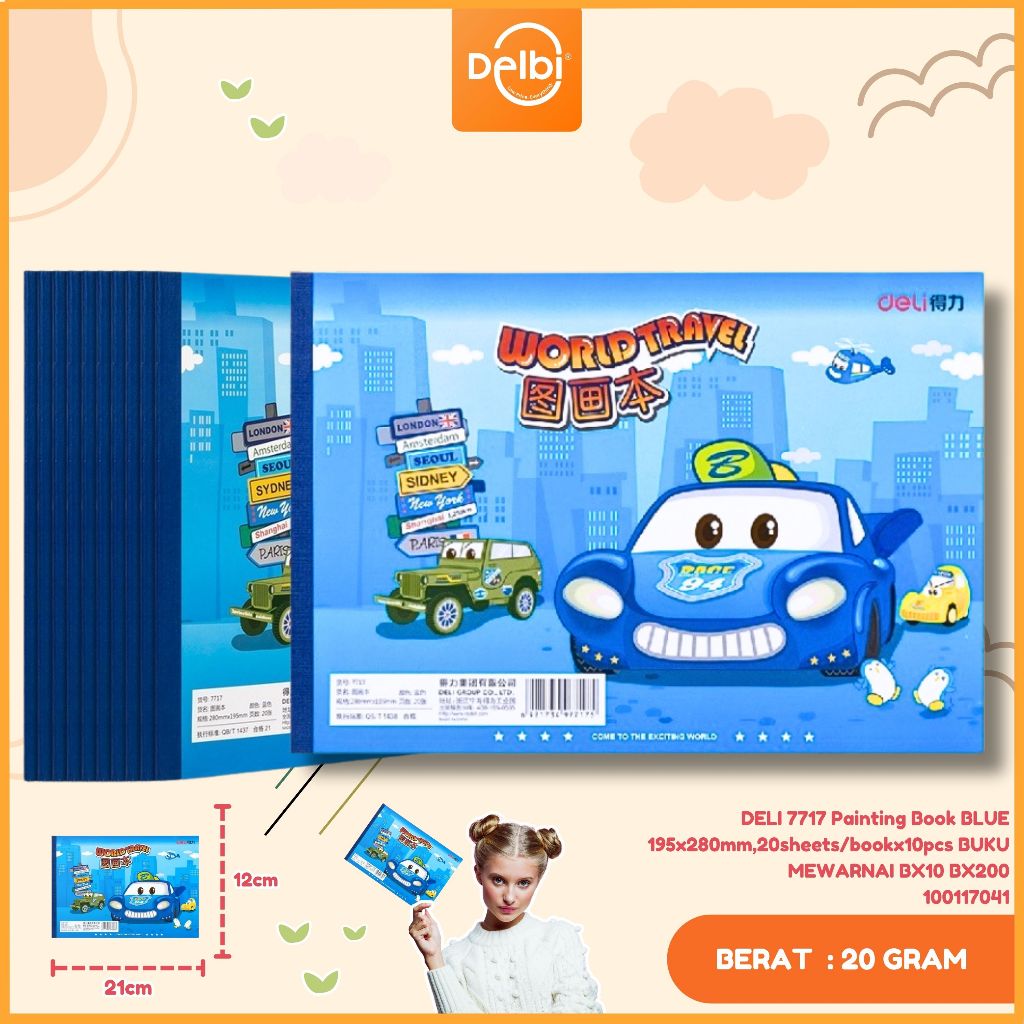 

Deli Drawing Book / Buku Gambar 20 Lembar Kertas Tebal 7717 7717 Painting Book BLUE 195x280mm,20sheets/bookx10pcs BUKU MEWARNAI