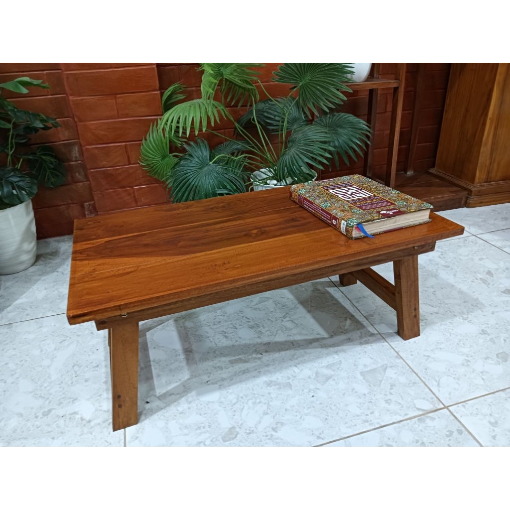 Meja Belajar Lipat Besar / Meja Camping Lipat / Meja Lesehan Full Kayu Jati