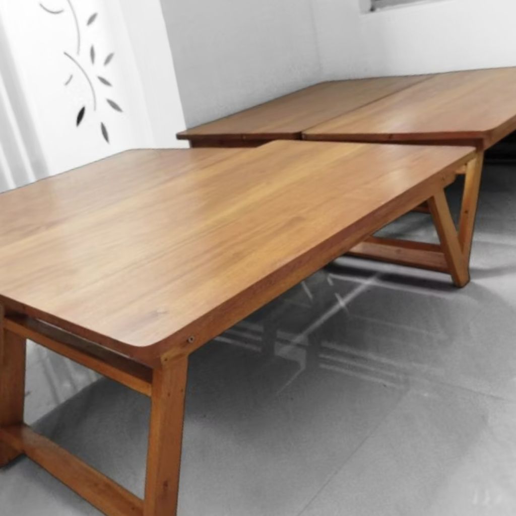 Meja Lesehan Full Kayu Jati / Meja Belajar Lipat Besar / Meja Camping Lipat