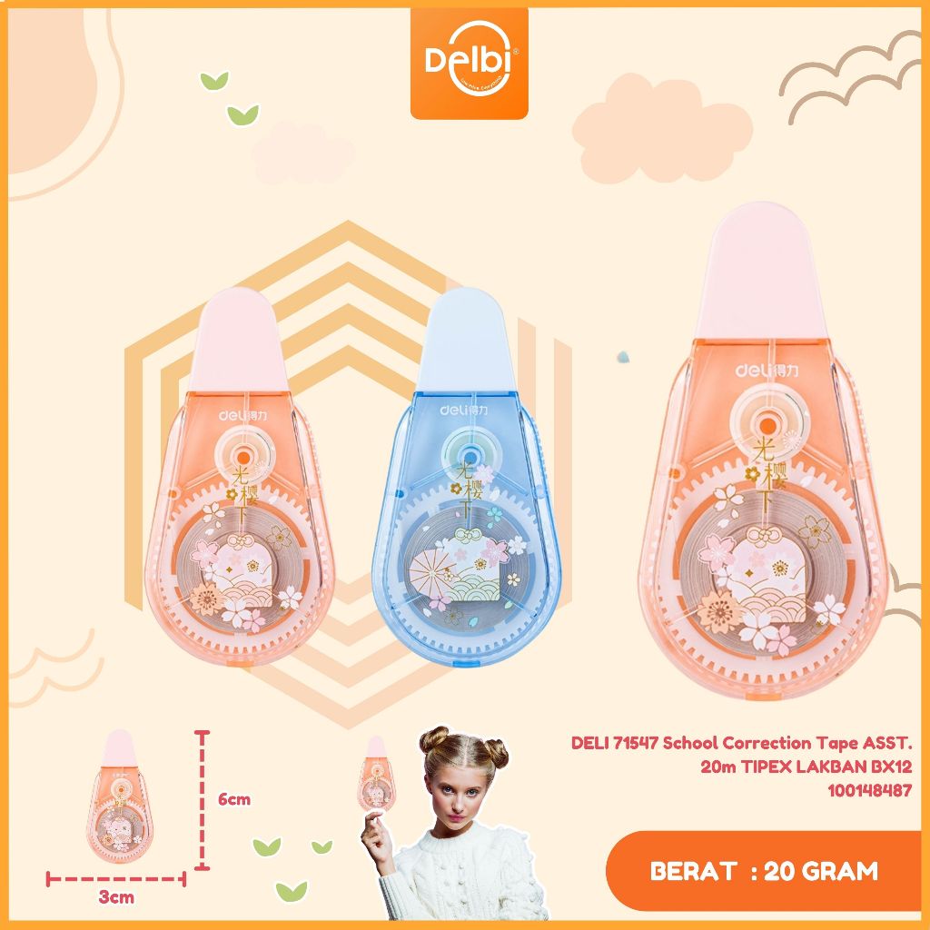 

DELI 71547 School Correction Tape ASST. 20m TIPEX LAKBAN School Correction Tape