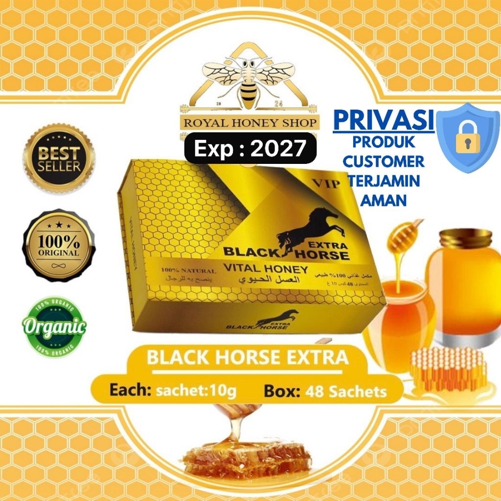 

Black Horse Extra Vital Honey Vip Original 1 Box:48 Sachet EXP 2027