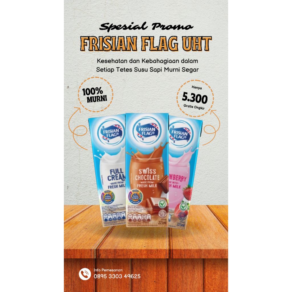

Frisian Flag UHT Varian Rasa Full Cream, Cokelat, Stroberi