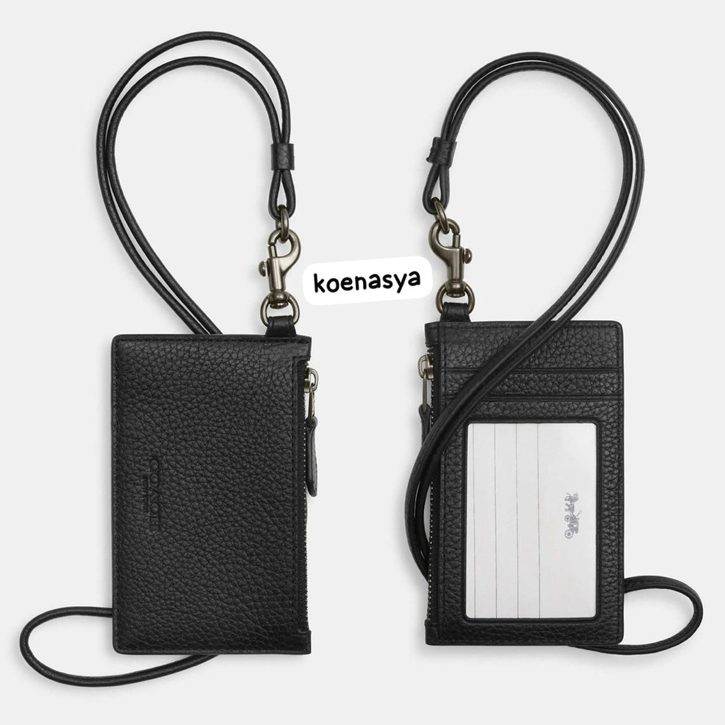 

co*ch original zip lanyard id card case name tag black new