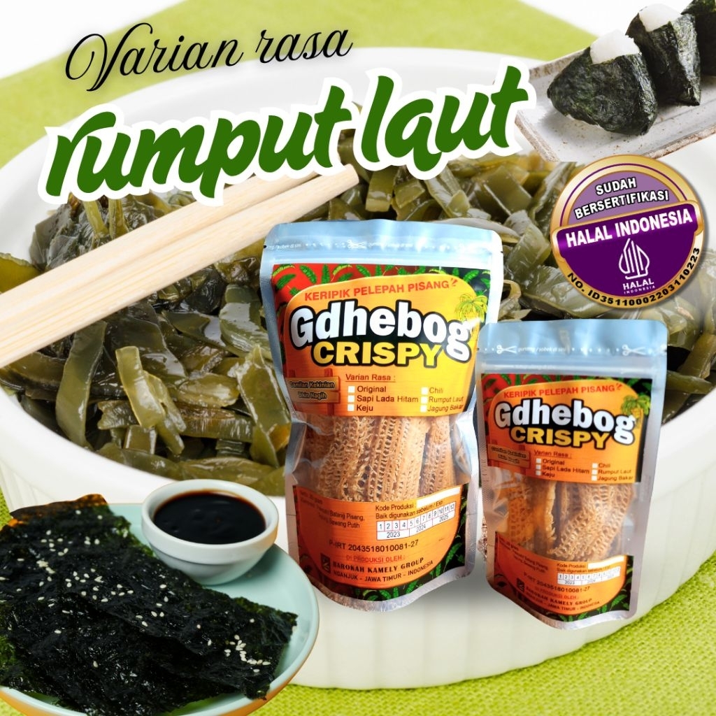 

Rasa Rumput Laut - Keripik Pelepah Pisang / Debog / Gdhebog Crispy