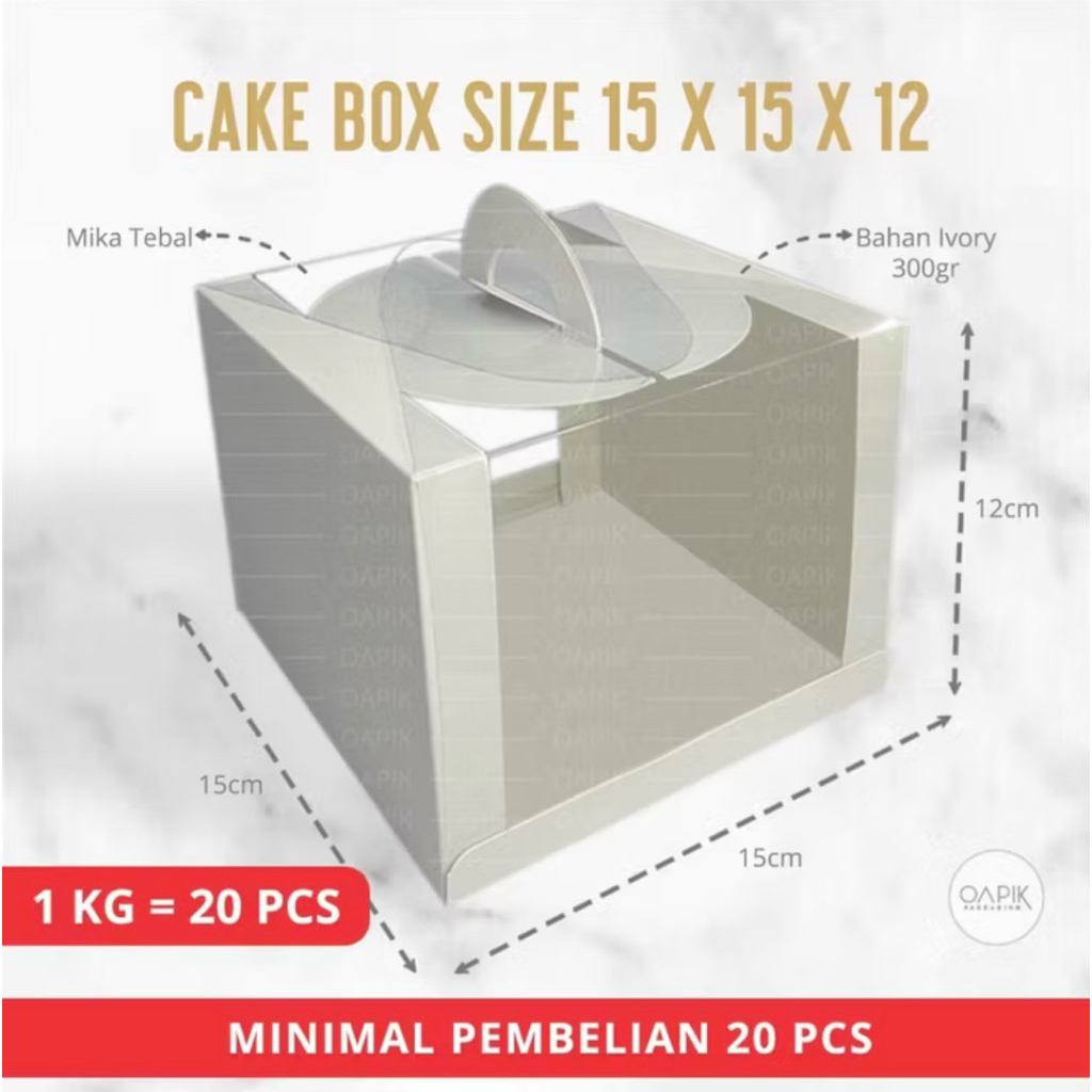 CAKE BOX MIKA HANDLE 15x15x12 DOS CAKE MINI CAKE KOREAN CAKE BOX