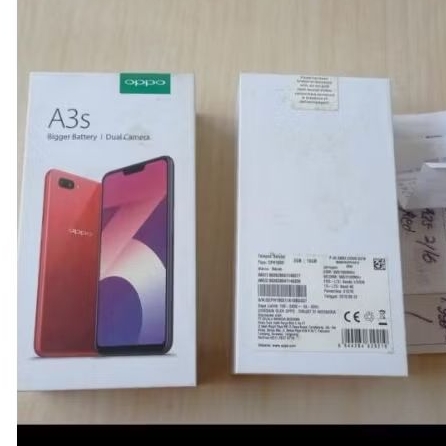 Kardus Dus HP Oppo A3S Android dosbook handphone Plus Buku panduan Nota pembelian Opo